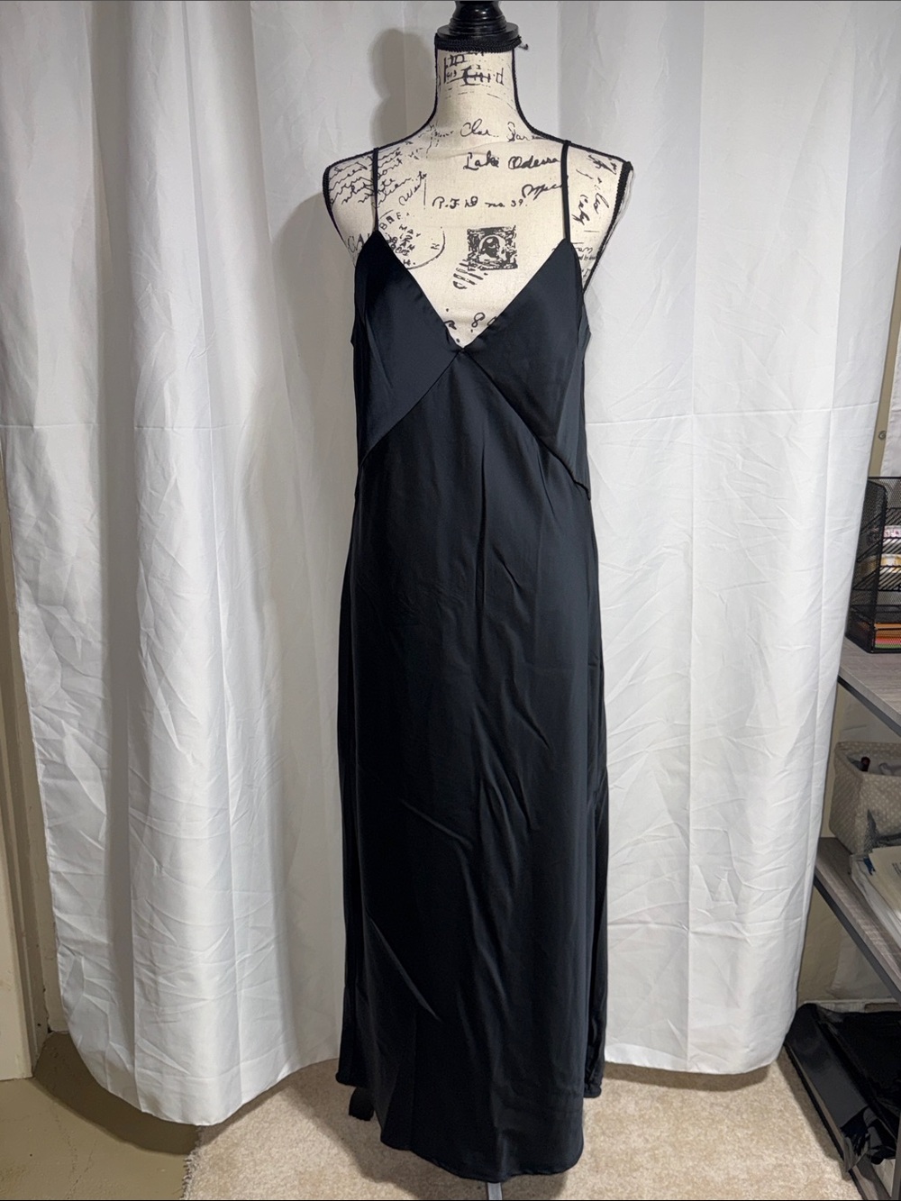 A new day Black Slip Dress with V-Neck
